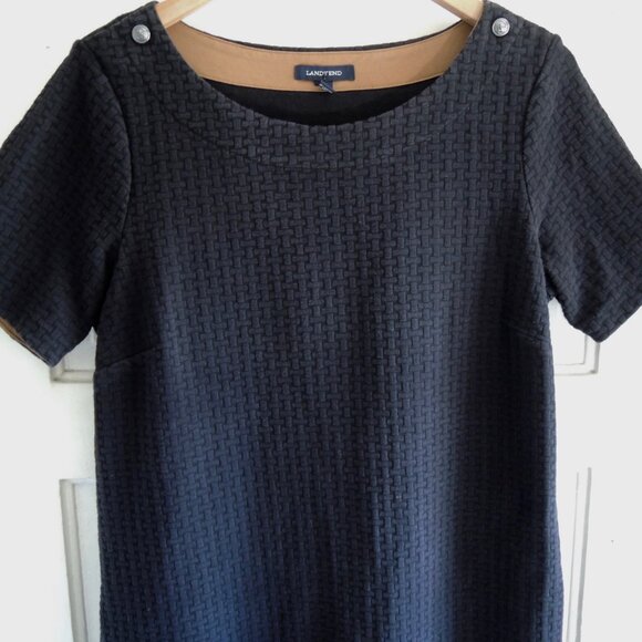 Lands' End Black Textured Knit Shift Dress L (14-16) - Picture 3 of 7